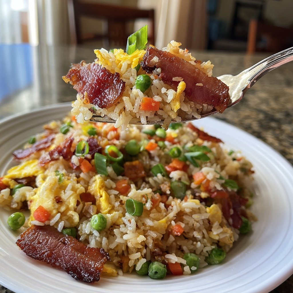 Breakfast Fried Rice with Bacon and Veggies​