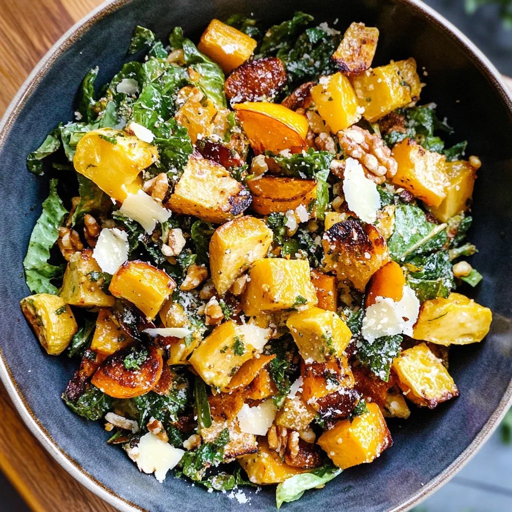 Autumn Caesar Salad w/ Roasted Delicata Squash Croutons