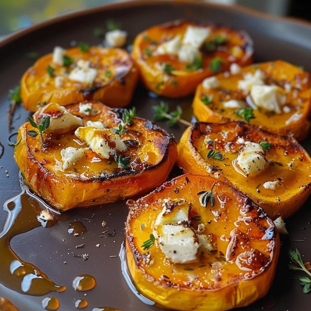 Roasted Sweet Potato Rounds with Honey Feta and Thyme