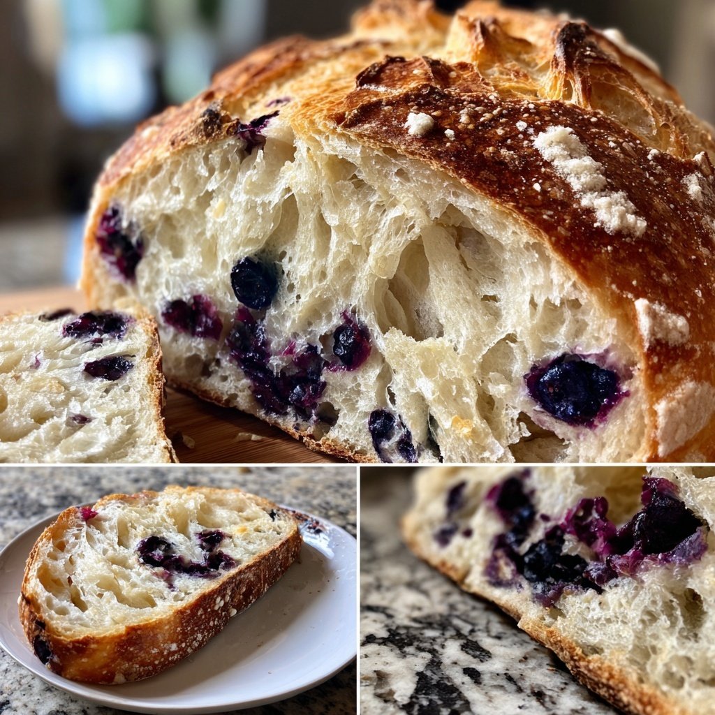 Fluffy Blueberry Lemon Sourdough Overnight Loaf