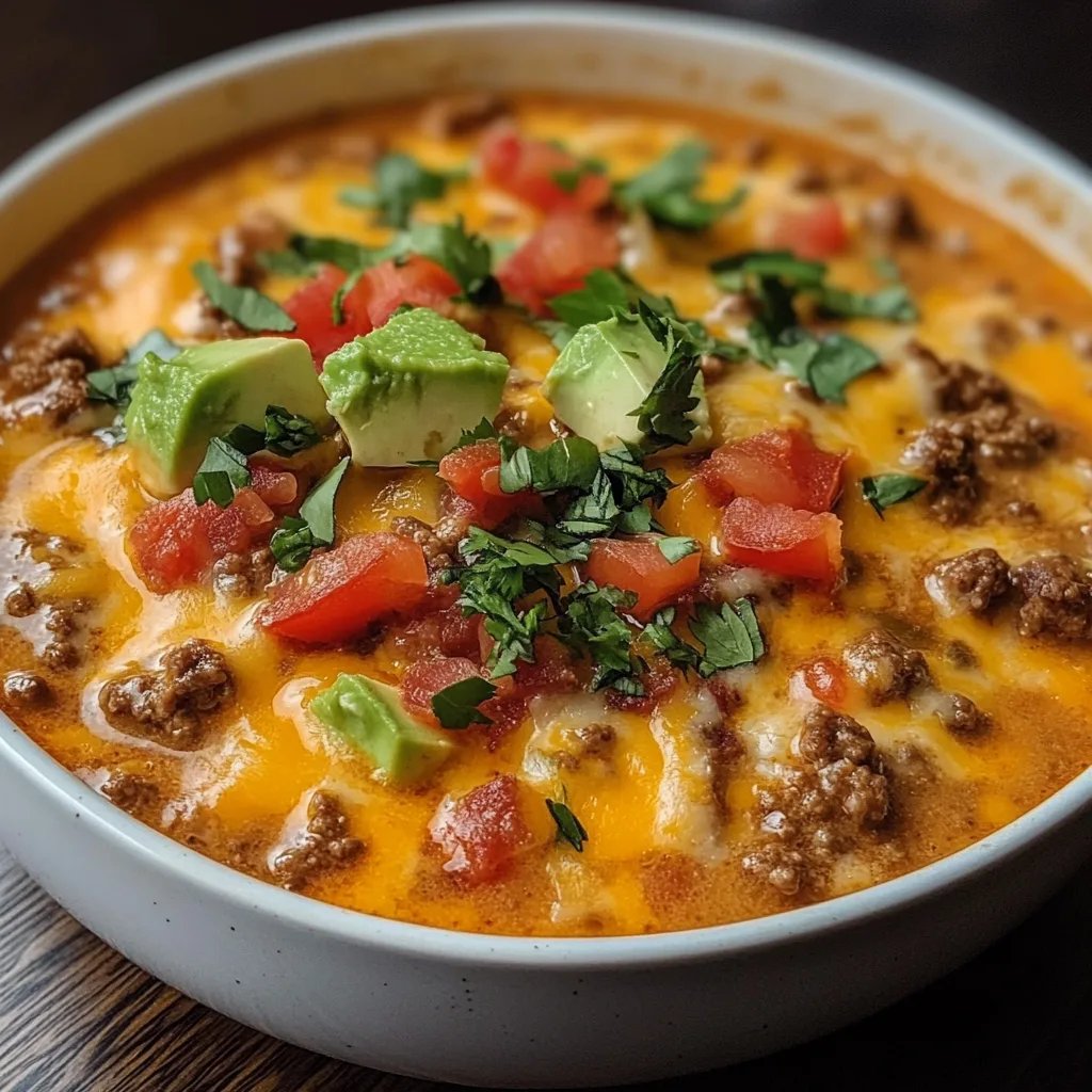 Creamy Cheesy Ground Beef Taco Soup