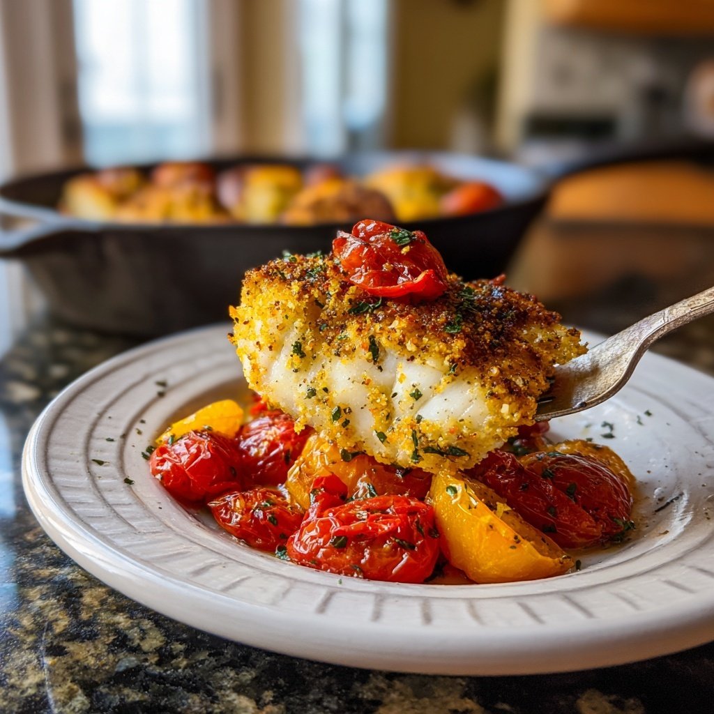 Baked Cod Tomato Medley