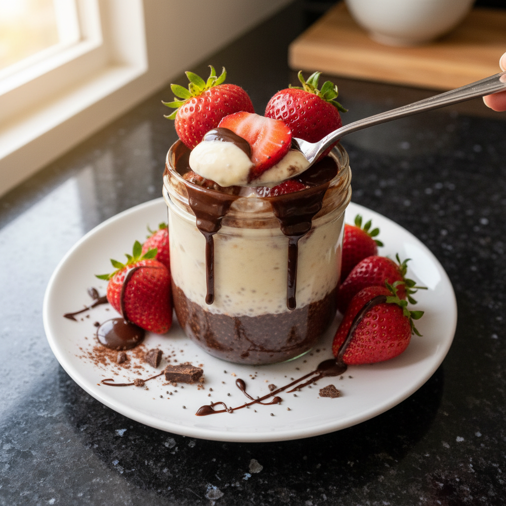 Chocolate-Covered Strawberry Chia Pudding