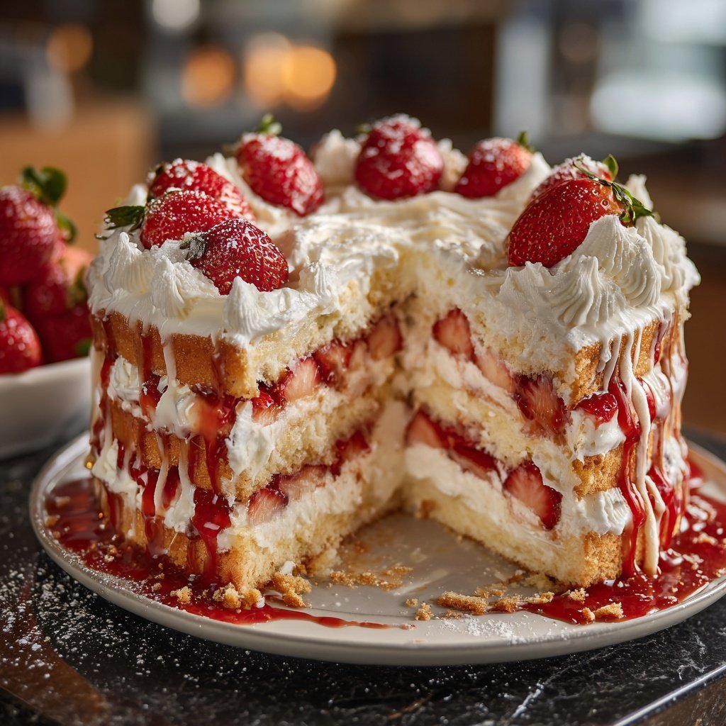 Decadent Strawberry Shortcake Cake