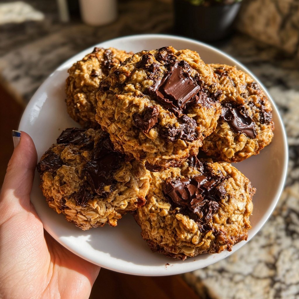 Banana Oatmeal Chocolate Cookies