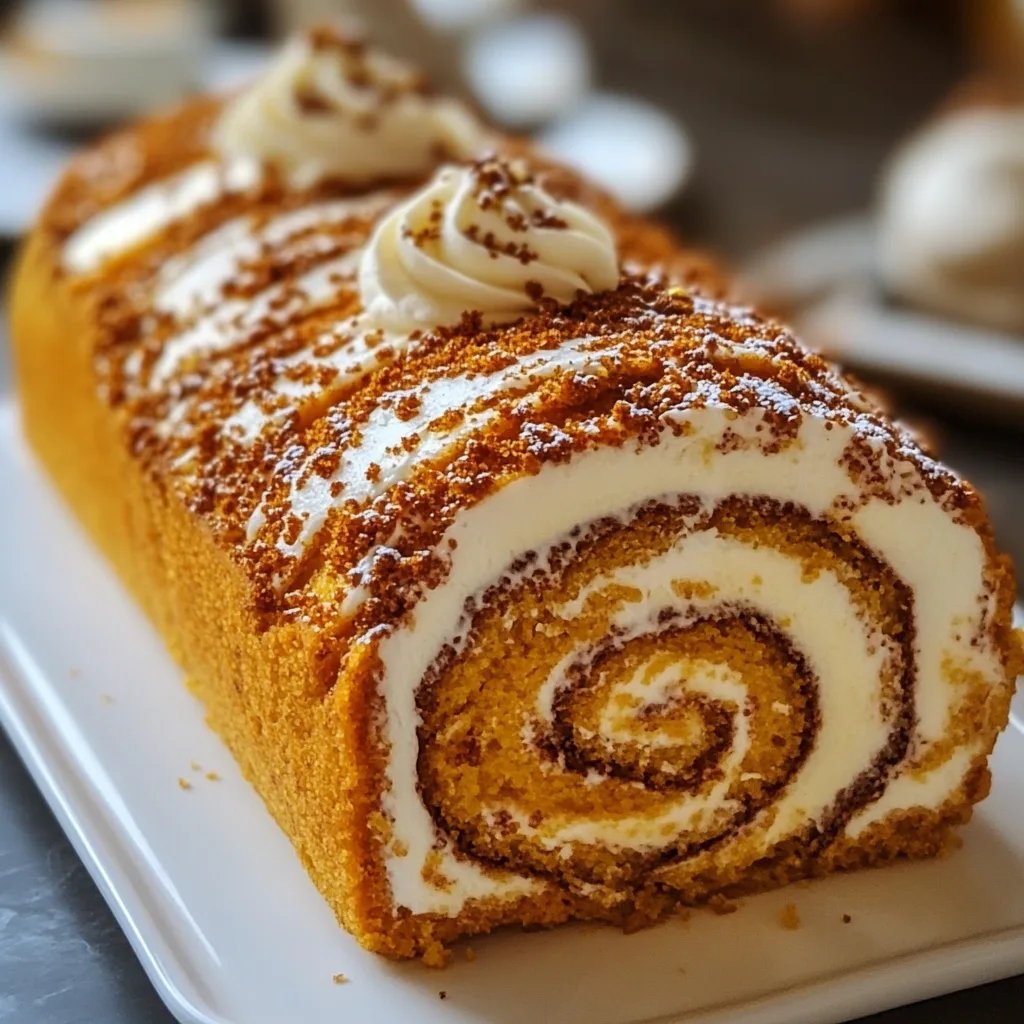 Creamy Pumpkin Spice Roll Cake
