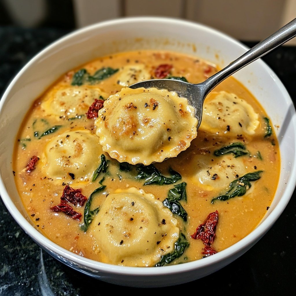 Creamy Tuscan Ravioli Soup