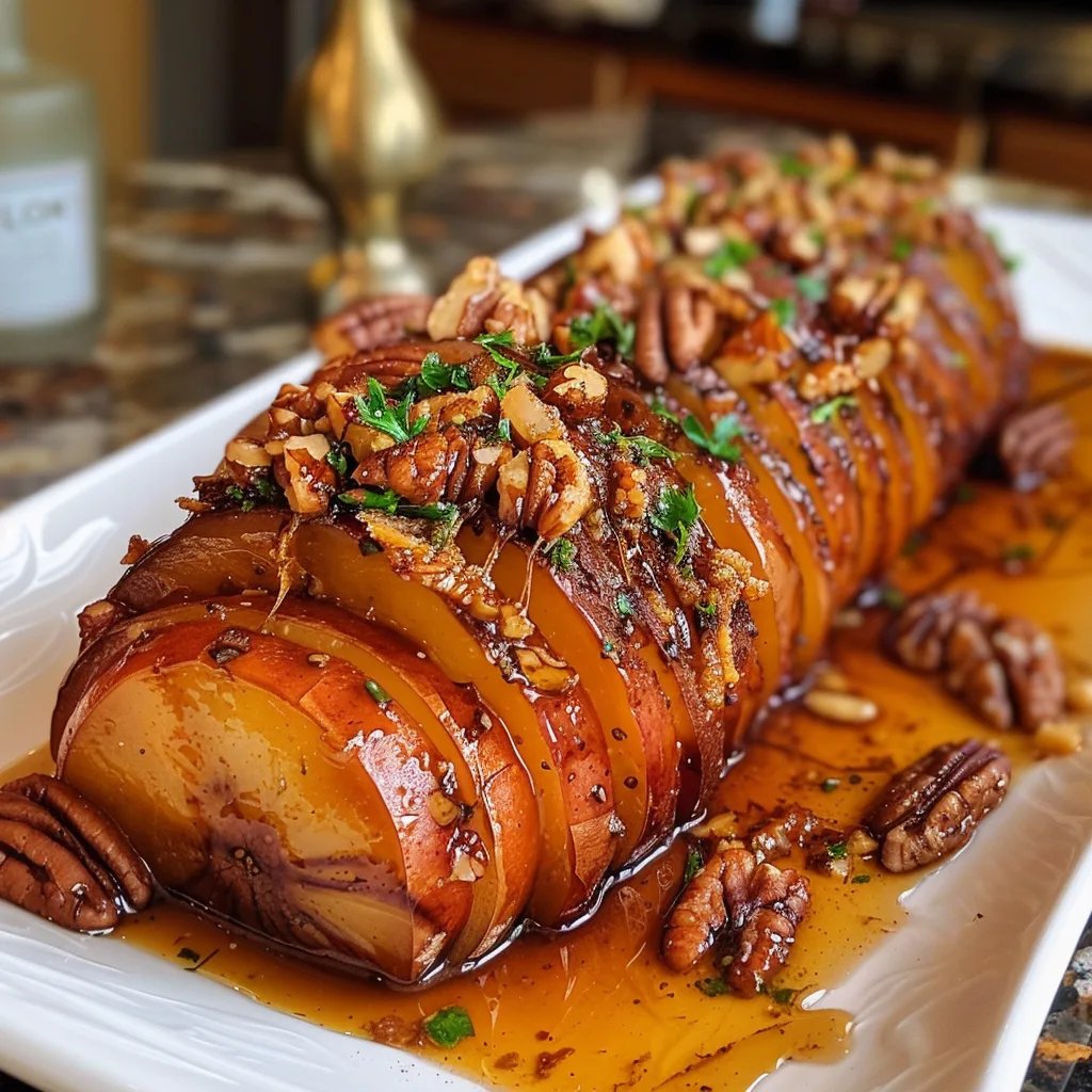 Hasselback Maple Pecan Sweet Potatoes