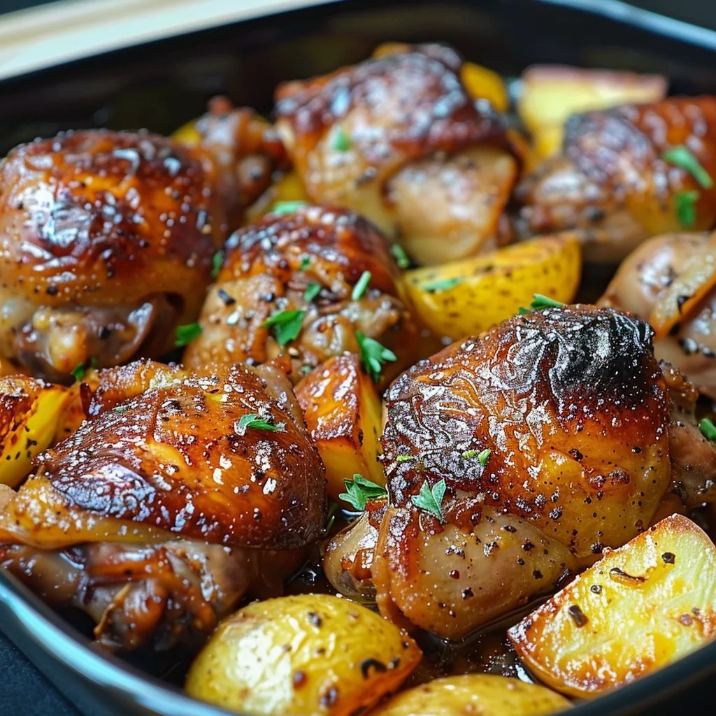 Savory Chicken Thighs and Crispy Potatoes