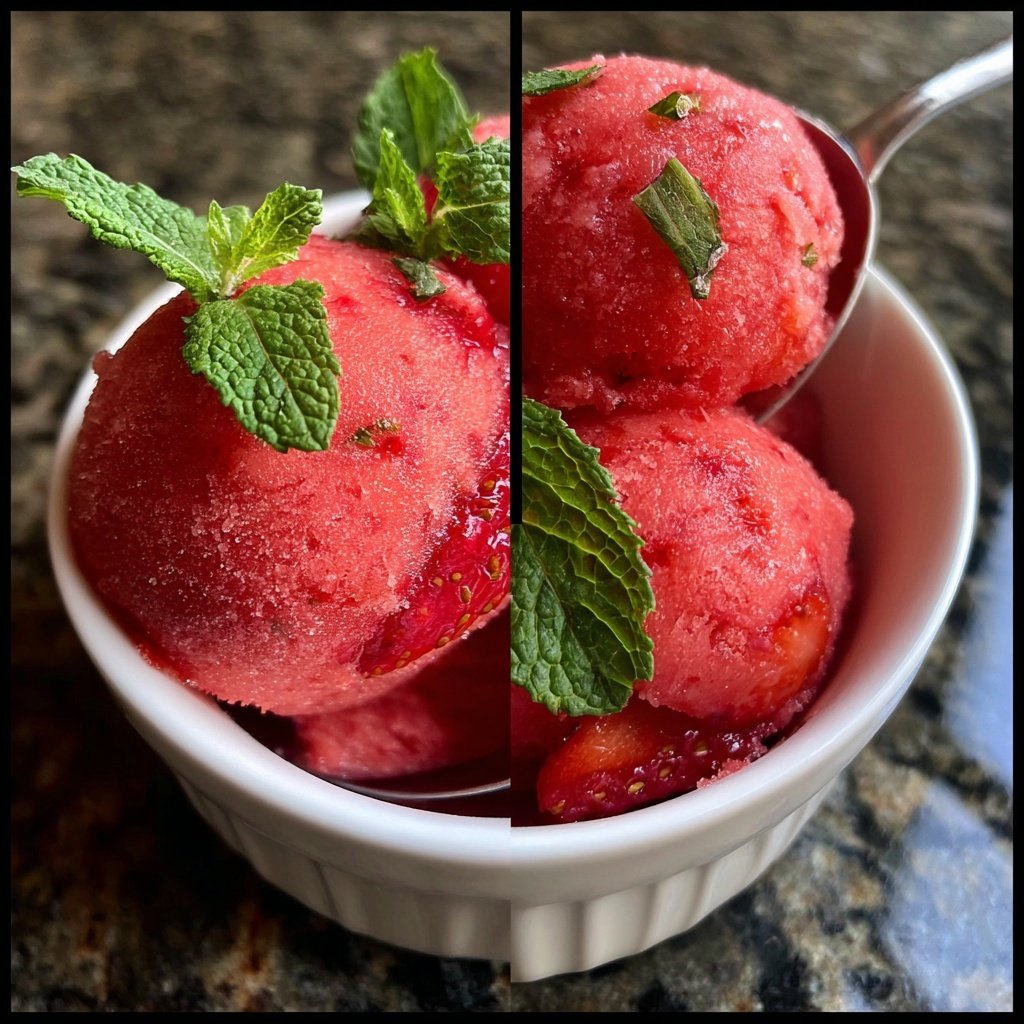 Strawberry Mint Sorbet