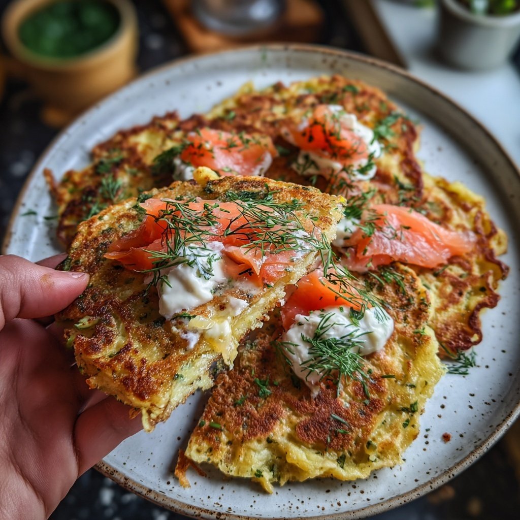 Savory Herb Ricotta Pancakes with Smoked Salmon​