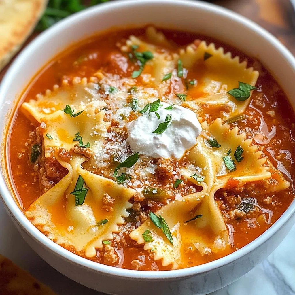 Homemade Lasagna Soup With Bow Tie Pasta