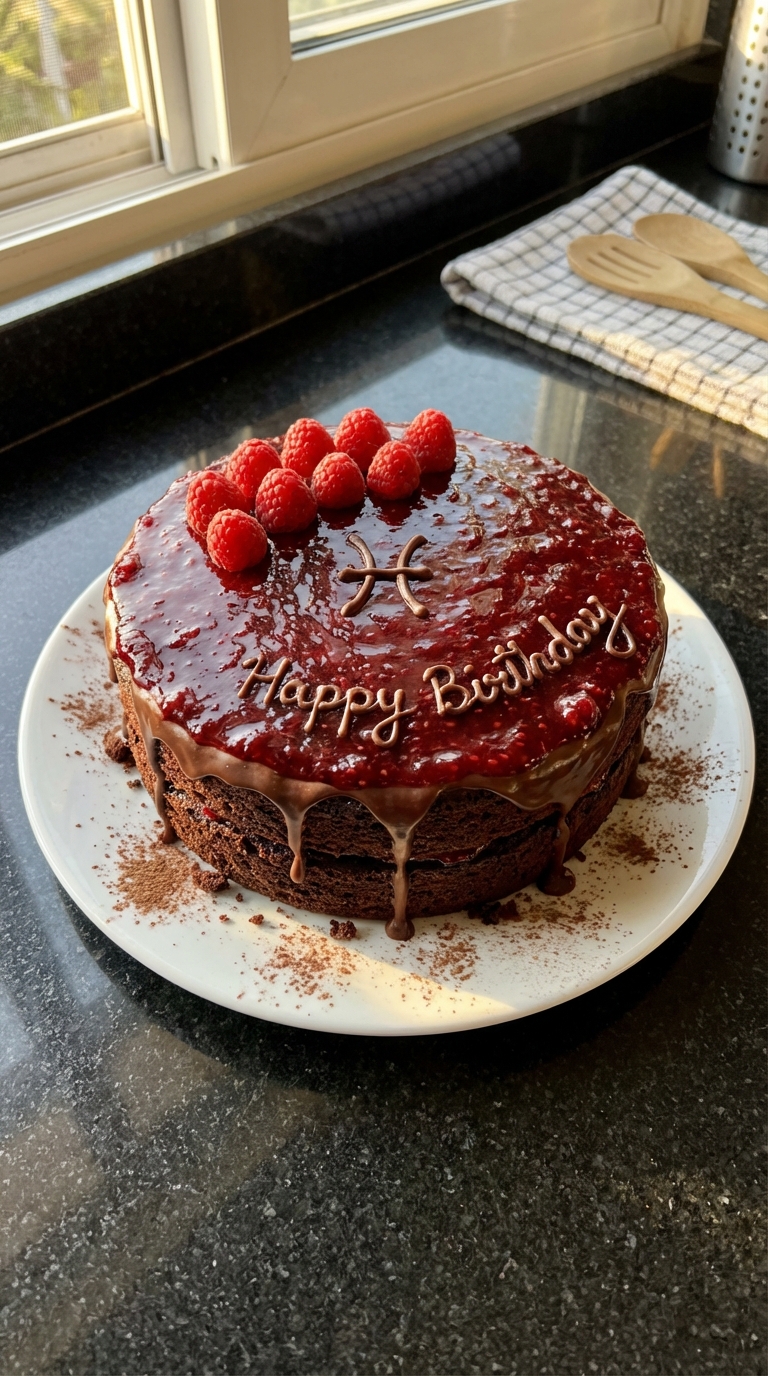 Pisces Chocolate Raspberry Cake